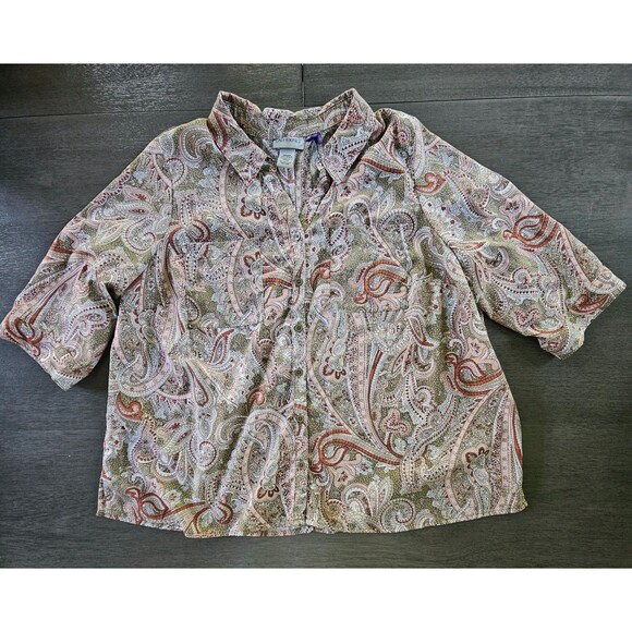 Catherine’s 0X 14/16 PETITE Lot of 2 Button Up Blouse Paisley Office Career - Picture 4 of 10